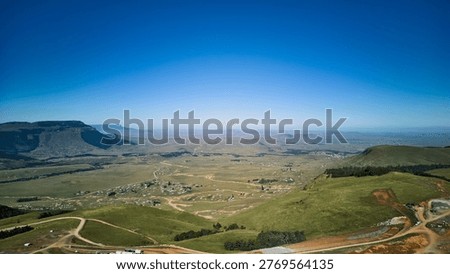 Highland Ridge Route For Explorers. Elevated Trail Across South African Mountain Peaks And Slopes