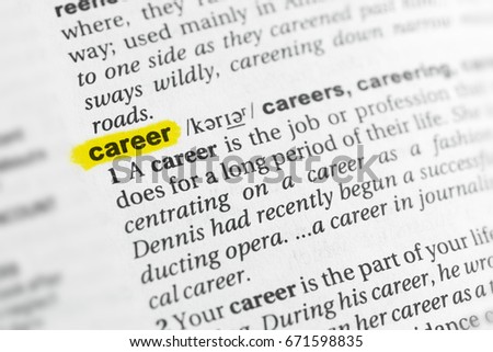 highlighted english word career definition dictionary stock photo career definition