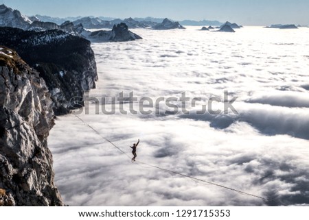 Highlining over the clouds