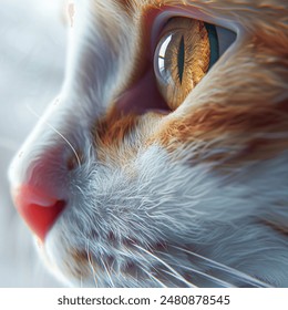A highly detailed close-up of a cat's face, focusing on its mesmerizing amber eye. - Powered by Shutterstock