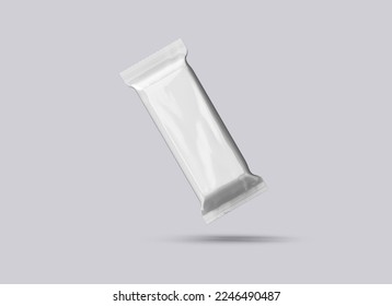 Highly realistic blank snack bar mockup. Can be used for candy, chocolate bar, food branding, packaging, advertisement, promo. Front levitating view. 
