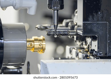 The high-precision brass components  mass-produced using Swiss-type CNC lathes.