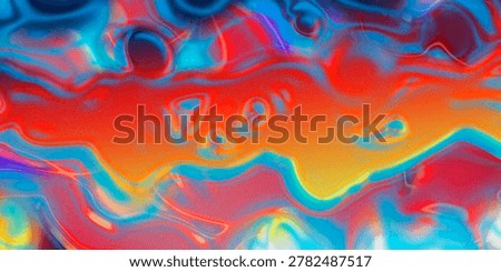 A high-quality abstract background featuring a vibrant mix of red, blue, and orange liquid marble waves with fluid psychodelic distortion and a rich grainy noise texture.