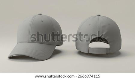 High-quality image of a plain gray baseball cap, showcasing both front and back views.