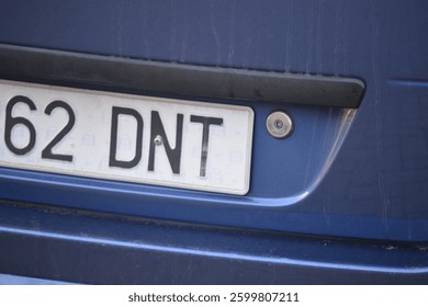 High-quality image of a Spanish license plate (matrícula española) on a vehicle, showcasing the European Union blue strip with the 'E' country code for Spain. 