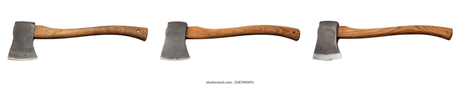 High-Quality PNG Axes with Wooden Handles Isolated on White