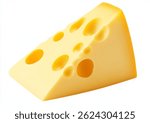 High-Quality PNG Cheese Wedge - Swiss Cheese Slice Isolated on White