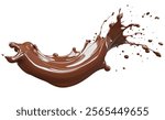 High-Quality PNG Dark Chocolate splash, Chocolate Milk or Syrup Flowing, 3d illustration. Isolated on White Background – High Resolution