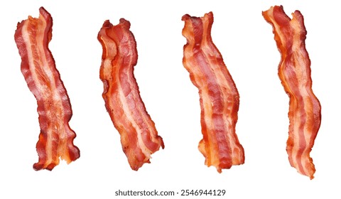 High-Quality PNG of Fried bacon Isolated on White Background – High Resolution