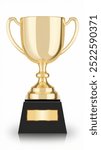 High-Quality PNG Golden trophy Isolated on White Background – High Resolution