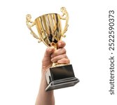 High-Quality PNG Golden trophy Isolated on White Background – High Resolution