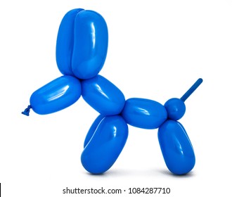 High-res Photo Of An Blue Metallic Balloon Dog Isolated On White Background 
