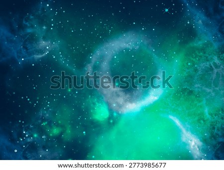 High-resolution abstract space background featuring a glowing teal nebula with scattered stars and cosmic dust. Perfect for futuristic designs, sci-fi themes, digital wallpapers, and technology branding.