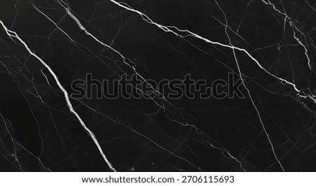 High-resolution black marble surface with continuous white veins for seamless background applications.