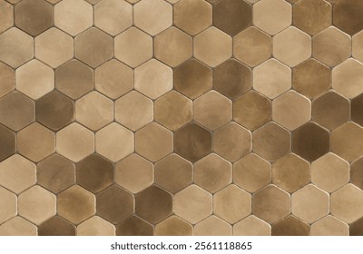 High-Resolution Brown Hexagonal Concrete Tile Background 6K