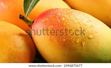A high-resolution close-up of ripe mango fruit, emphasizing the rich, juicy texture and vibrant colors