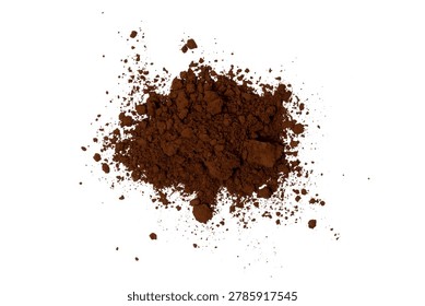 The High-resolution of coco powder using stack focus technique on a white background, suitable for editing.