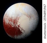 High-resolution enhanced color view of Pluto. 