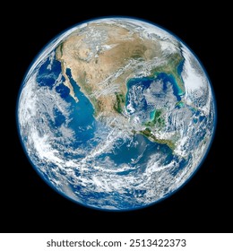 High-Resolution Image of Earth from Space Showing North America and the Atlantic Ocean. Elements of this image furnished by NASA