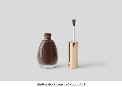 High-resolution image of multiple 15ml clear glass nail polish bottles with glossy black caps on a white background, perfect for branding, cosmetic product design, and beauty packaging presentations.