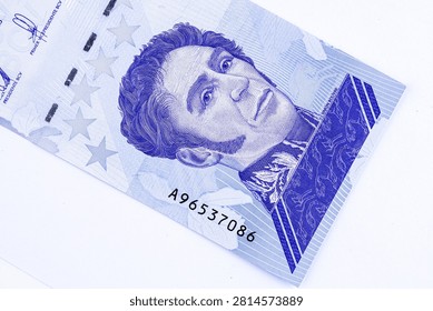 A high-resolution macro shot showcasing a segment of the(500 Mil) Venezuelan Bolívares Soberanos banknote, issued in September 2020.
