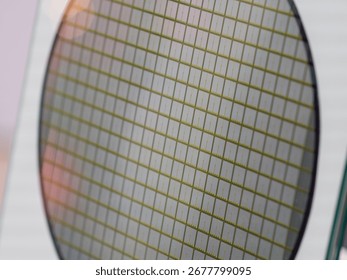 High-Resolution Silicon Wafer with Grid Pattern for Electronics