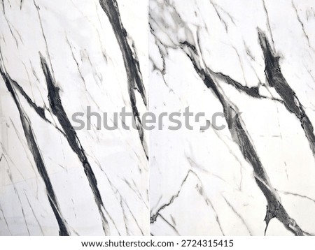 High-resolution white marble texture featuring dramatic, bold charcoal and dark grey veining. This natural stone pattern showcases elegant diagonal strokes and intricate feathering, making it ideal for luxury interior design backgrounds, architectural surfaces, or sophisticated digital backdrops. The clean white base provides a high-contrast aesthetic suitable for both modern and classic design projects.