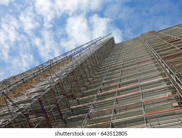 High-rise Building Restoration With Scaffolds