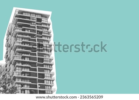 High-rise halftone building collage with copy space