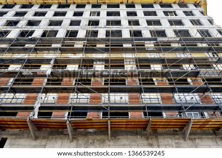 High-rise residential uilding under construction. Bottom view