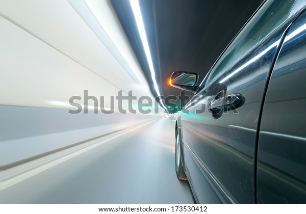 High-speed car in the\
tunnel, Motion Blur
