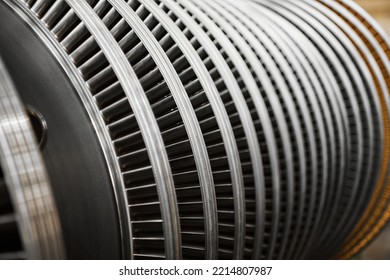 High-speed Steam Turbine Blades Close Up Shot