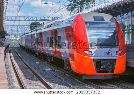 Highspeed train stands by the platform. Moscow. Russia.