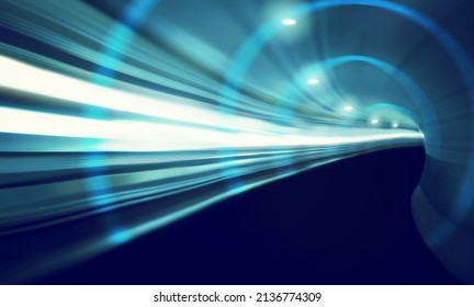 High-speed travel. Composite shot of streaming data. - Shutterstock ID 2136774309