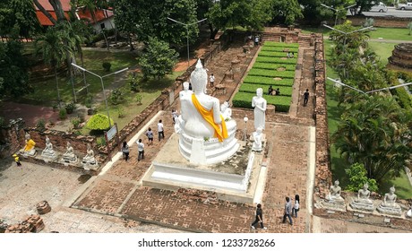 Hight angle of Wat Yai Chai Mongkol, Thailand