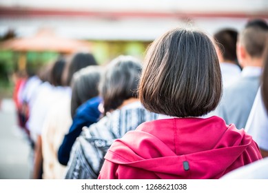 Hight school students stand in line to show respect for their national anthem, Thailand, southeast Asia. - Shutterstock ID 1268621038