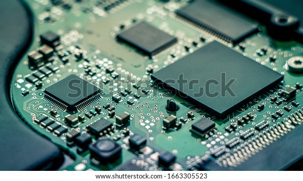 Hightech computer board with\
chip