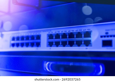 High-Tech Data Server Rack Close-Up