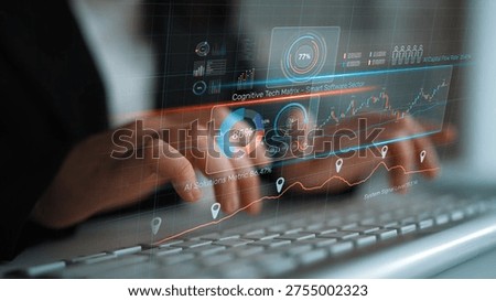 High-tech data visualization dashboard for analytics and performance tracking, including data visualization, trend, data report, and data chart. Marrow