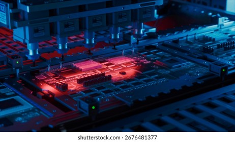 High-tech Robotics in a Semiconductor Facility Perform Microchip Assembly With Extreme Precision, Production Efficiency and Ensuring High-quality Electronic Components at Sub-3nm Scales.