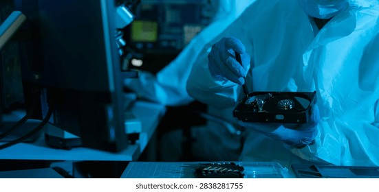 High-tech semiconductor microchip processing unit on circuit board, modern CPU technology for AI, computer hardware and electronic component concept.