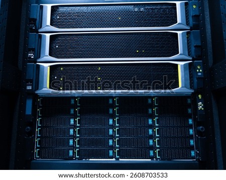 High-tech server rack showcasing multiple storage units, designed for optimal data management and connectivity in modern IT infrastructure environments.