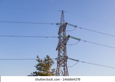 High-voltage power lines, a technological solution for supplying settlements and cities with electric power in the right quantity, a network of metal towers for the supply of electricity