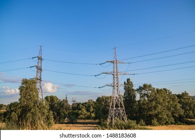 High-voltage power lines, a technological solution for supplying settlements and cities with electric power in the right quantity, a network of metal towers for the supply of electricity
