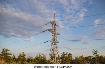 High-voltage power lines, a technological solution for supplying settlements and cities with electric power in the right quantity, a network of metal towers for the supply of electricity