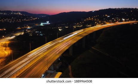 Highway 1 To Jerusalem In The Night