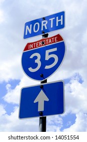 A Highway 35 Road Sign In Texas.