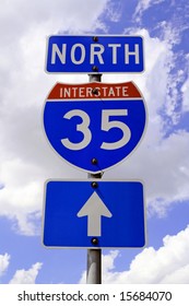 A Highway 35 Road Sign In Texas.