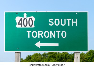 Highway 400 And Toronto Sign