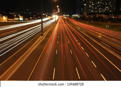 Highway 401 At Night Night Time In Toronto